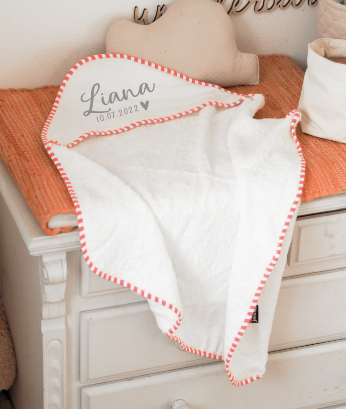 SALE Baby Handtuch weiß-rosa